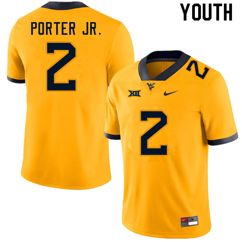 NCAA Youth Daryl Porter Jr. West Virginia Mountaineers Gold #2 Nike Stitched Football College Authentic Jersey DT23Q63HK